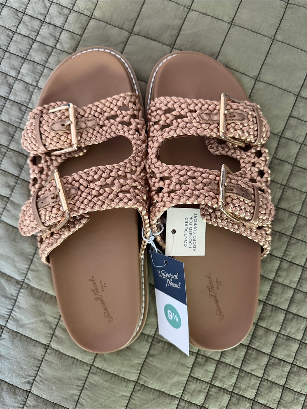 Universal Thread Kylie Woven Buckle Slide Sandals in tan